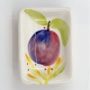 Barbara Guldenaar: Pruim (2023) (onder)glazuur op aardewerk, 9 x 6,5 x 2,5 cm. 45 euro