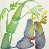 Barbara Guldenaar: Takayama #3 (2023) aquarel, 21 x 21 cm. 150 euro
