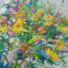 Ellen Geerts: Zomertuin (Lathyrus) 2025, olieverf op doek, 40 x 40 cm. 850 euro