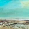 Brenda van der Zee: Land-Art panorama, olieverf/mixed media op paneel, 30 x 122 cm. 995 euro
