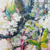 Ellen Geerts: Perenbloesem, olieverf op paneel, 20 x 20 cm. 375 euro