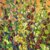 VERKOCHT Gertjan Scholte-Albers: Hollyhocks orange (2025), olieverf op doek, 150 x 75 cm. 2.700 euro
