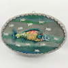 Marianne Aulman: Vis met kleine visjes, mixed media, 16 x 24 cm. 175 euro