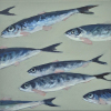 Sanne Kuiper: Zwemmen IV (2026), acryl op doek, 20 x 20 cm. 225 euro