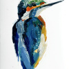 Laura Hoek: IJsvogel 4 (2026), gemengde techniek op papier, 10 x 7 cm. 47,50 euro