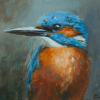 VERKOCHT Dimitri Feenstra: IJsvogel (2026), acryl op paneel, 16,5 x 16,5 cm.