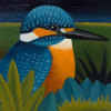Yvonne Zomerdijk: IJsvogel (2025) acryl op paneel, 10 x 10 cm.