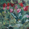 Iris Duchateau: Tuintulpen II, olieverf op doek, 23 x 23 cm. 150 euro