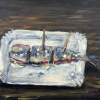 Karin Brouwer: Haring, olieverf op doek, 33 x 33 cm. 400 euro