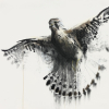 Laura Hoek: Torenvalk I (2025), inkt en houtskool op papier, 70 x 100 cm. 1.150 euro