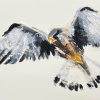 Laura Hoek: Torenvalk V (2025), olieverf op board, 15 x 30 cm. 195 euro