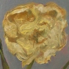 Maartje Strik: Bijna uitgebloeid, olieverf op MDF, 16 x 8,5 cm. 95 euro