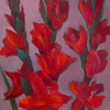 Maartje Strik: Gladiolen (2026), olieverf op linnen, 33 x 27 cm. 295 euro