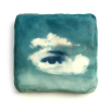 Marieke Peters: To the other side, mixed media op keramiek, 11 x 11 x 2 cm. 230 euro