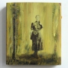 Marieke Peters: Bathing in light, mixed media op hout, 14 x 13 cm. 290 euro