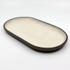 Marin Jansen: SAORI sand oval plate, steengoed, 26 x 15 cm. 49 euro