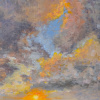 Marleen Bakker: Zonsondergang - goud (2025), acryl op paneel, 24,5 x 16,5 cm. 345 euro