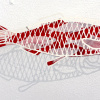 Maurice Christo van Meijel: Gesneden haring (2026) drukinkt en gesneden papier, 8 x 26 x 6 cm. 70 euro