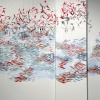 Maurice Christo van Meijel: Rode school (2022-2024) muurschildering en papierstructuren, circa 130 x 600 cm. (in restaurant en hotel Bij Jef, Den Hoorn)