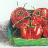 Maurice Christo van Meijel: Tomaten III (2025) pastelkrijt op papier, 33 x 43 cm. 200 euro