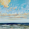 Maurice Christo van Meijel: Noordzee (10 VIII 2024 B), pastelkrijt op papier, 30 x 77 cm. 495 euro (museumglas)