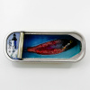 Ortaire de Coupigny: Sardineblikje (small), mixed media, 6 x 16 x 3 cm. 145 euro