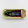 Ortaire de Coupigny: Sardineblikje (small), mixed media, 6 x 16 x 3 cm. 145 euro