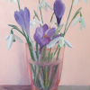 Sanne Kuiper: Lente in likeurglaasje (2024), acryl op doek, 93 x 63 cm. 975 euro