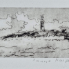 Sanne Kuiper: Vuurtoren en strand (2024) droge naald VI, 13 x 18 cm. 65 euro