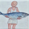 Sanne Kuiper: Vangst (2025), acryl op doek, 14 x 14 cm. 125 euro