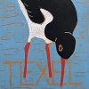 Lenneke Saraber: Affiche scholekster, linodruk, 43,5 x 27 cm.
