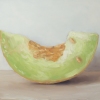 Meloen #4 (2022) olieverf op paneel, 15,5 x 20 cm.