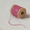 Serge de Vries: Miniatuur Klosje garen, olieverf op paneel, 5,5 x 8 cm. 200 euro
