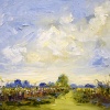 Sonja Brussen: Field path (2022) olieverf op doek, 24 x 30 cm. 485 euro