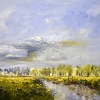 Sonja Brussen: Dandelion field (2022) olieverf op doek, 40 x 50 cm. 940 euro