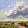 Sonja Brussen: Texel clouds (2022) olieverf op doek, 24 x 30 cm. 485 euro