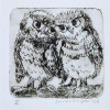 VERKOCHT Sanne Kuiper: Kuikens (2026), droge naald en inkt, 12,5 x 12,5 cm.