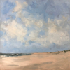 Stella Burggraaf: Slenteren over het strand, olieverf op paneel, 33 x 33 cm. 450 euro