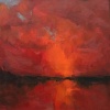 Stella Burggraaf: Avondrood, olieverf op karton, 23 x 23 cm. 220 euro