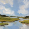 Stella Burggraaf: Polderperspectief, olieverf op doek, 13 x 13 cm. 110 euro