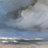 Stella Burggraaf: Storm op zee, olieverf op doek, 13 x 13 cm. 110 euro