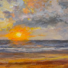 VERKOCHT Marleen Bakker: Zonsondergang - goud (2025), acryl op paneel, 24,5 x 16,5 cm.