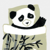Yvonne Zomerdijk: Dromer (panda) linoleumdruk 5/7, 25 x 20 cm. 75 euro