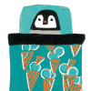 Yvonne Zomerdijk: Dromer (pinguin ijsje) linoleumdruk 1/1 AP, 25 x 20 cm. 75 euro