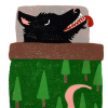 Yvonne Zomerdijk: Dromer (wolf) linoleumdruk 2/11, 25 x 20 cm. 75 euro