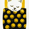 Yvonne Zomerdijk: Dromer (poes smiley) linoleumdruk 1/12, 25 x 20 cm. 75 euro