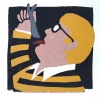 Yvonne Zomerdijk: Mr Hockney II (2021) kartondruk 2/8, 21 x 21 cm. 75 euro