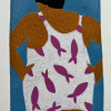Yvonne Zomerdijk: Badgast (2026), linodruk 1/1, 25 x 20 cm. 75 euro