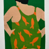 Yvonne Zomerdijk: Badgast (2026), linodruk 1/1, 25 x 20 cm. 75 euro