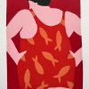 Yvonne Zomerdijk: Badgast (2026), linodruk 1/1, 25 x 20 cm. 75 euro